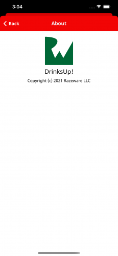 DrinksUp! About screen