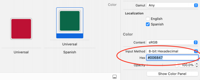 App screenshot showing Spanish title in green