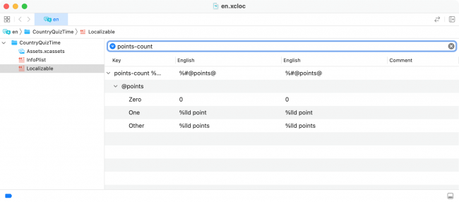 points-count value shown in Localizable.stringsdict