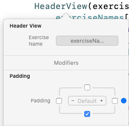 Add padding to Header view in Exercise view.
