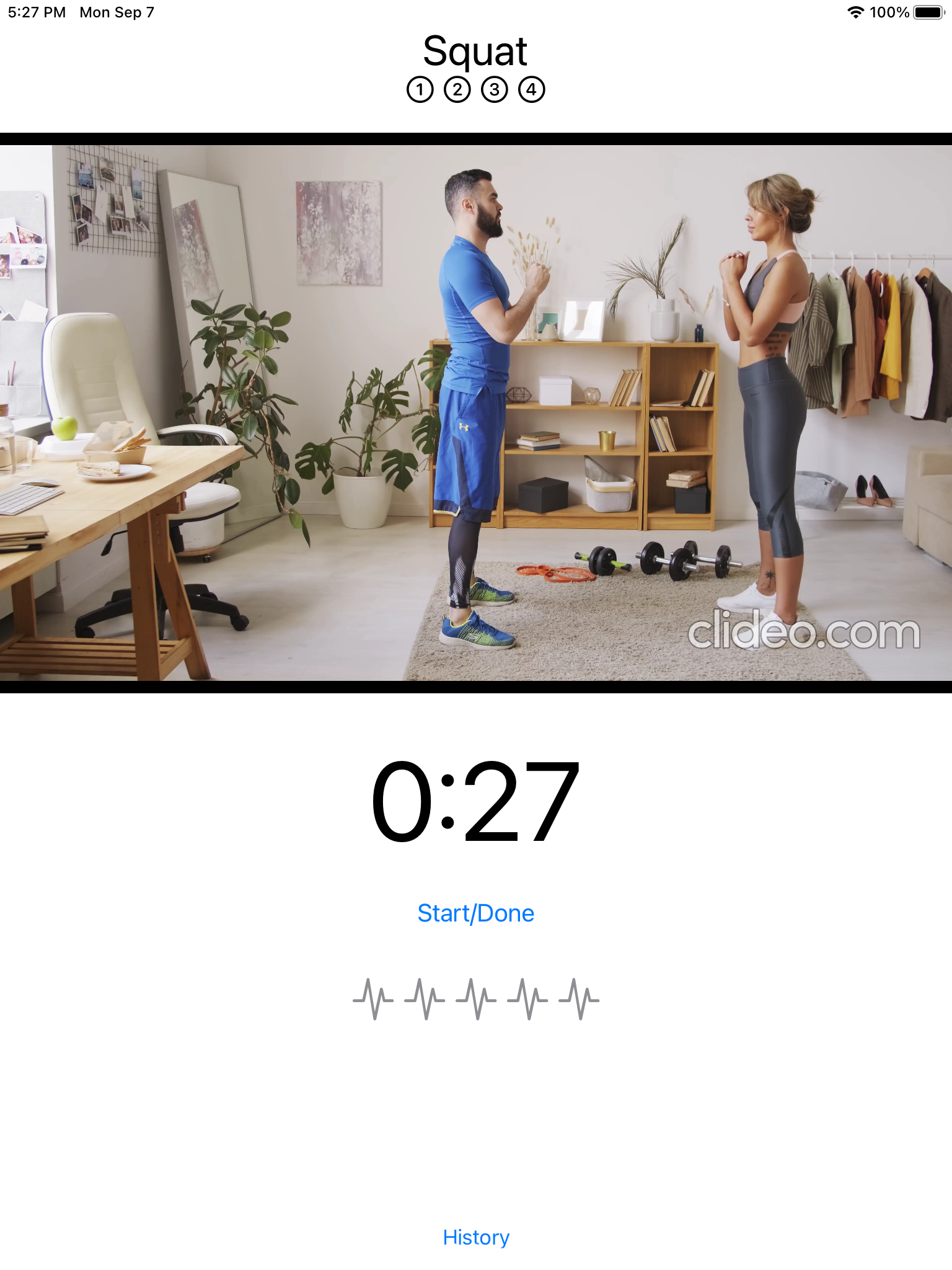 Exercise view with Rating subview