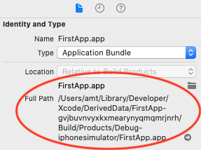 File path of FirstApp.app