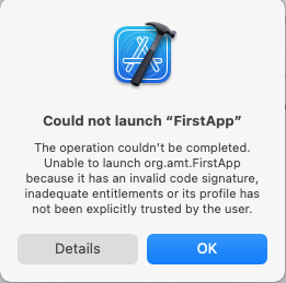 Could not launch FirstApp