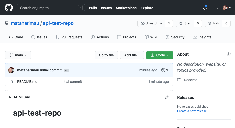 GitHub: New repository created