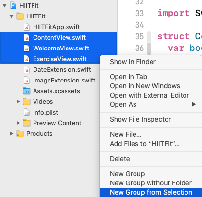 Create a group folder containing the three view files.