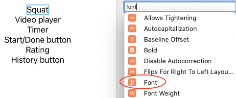 Select Font from the Add Modifier menu.
