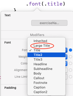 Show the Font menu in the Attributes inspector for font or title.