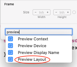 Selecting Preview Layout from the Attributes inspector for Header view